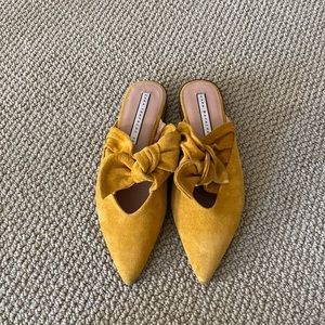 Zara suede mustard mules